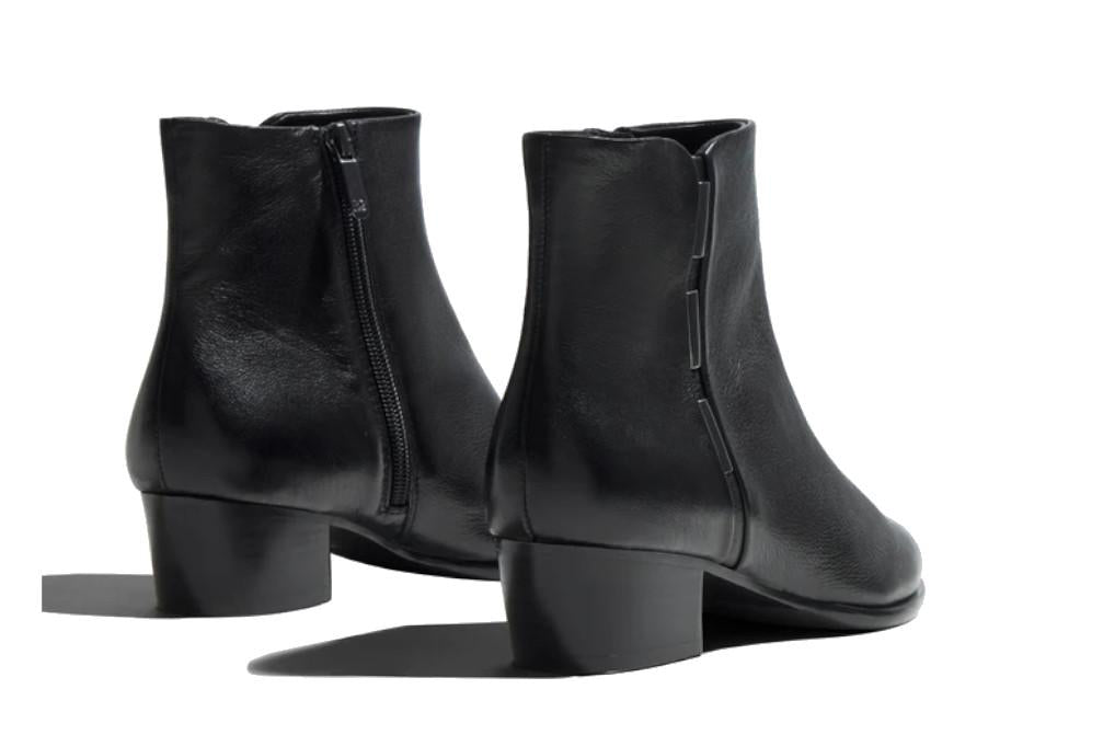 Botines de piel negros con tacón bajo Regarde le Ciel Lori-02 para mujer