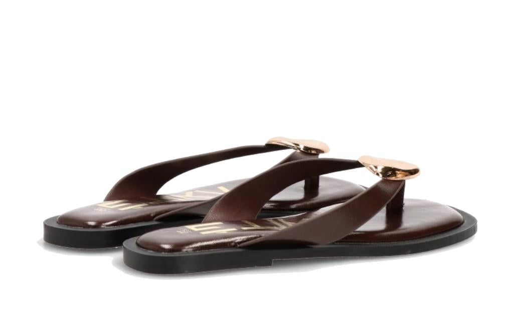 Chanclas de Dedo ETIKA 10108 Chocolate para Mujer | Sandalias Planas de Playa y Verano