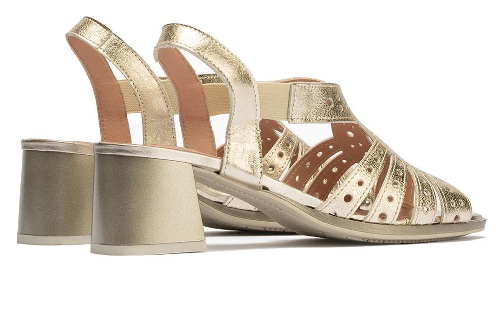 Sandalias con tacón Pitillos 10530 en oro para mujer