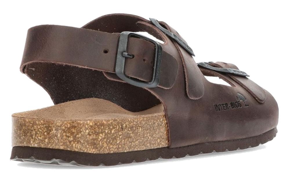 Sandalias Interbios 9567 Moka para Hombre | Sandalias de Piel con Hebillas y Plantilla Acolchada
