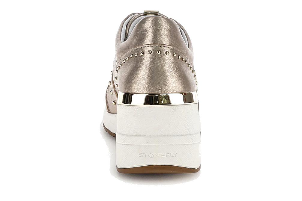 Zapatillas deportivas con cuña Stonefly 223596 Mina 4 en oro de piel laminada