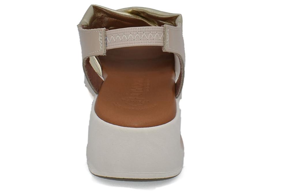 Sandalias con Cuña Media InVogue 6059 Platino Mujer | Piel, Plantilla Gel y Máximo Confort