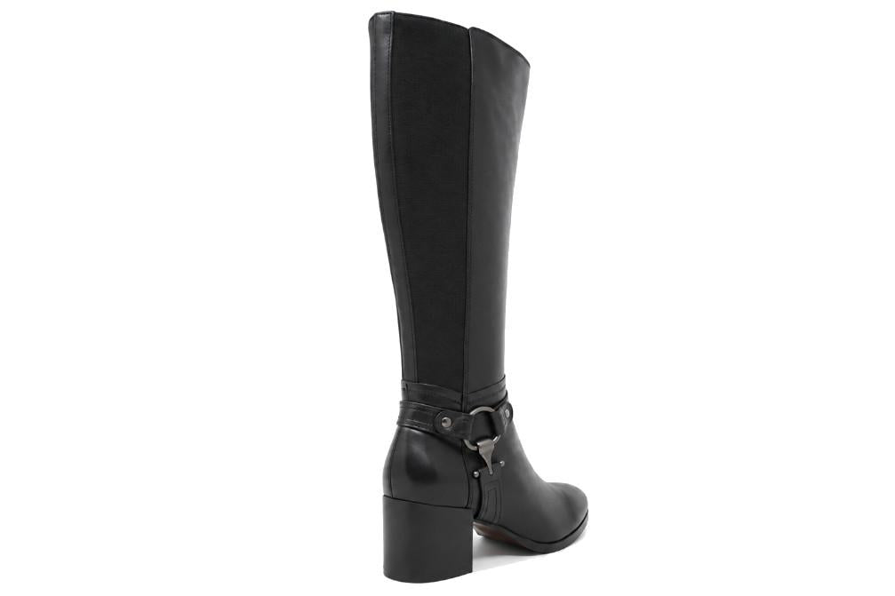 Bota alta de piel negra con hebilla Regarde le Ciel Taylor-48 para mujer