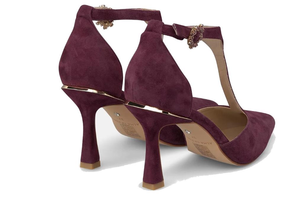 Zapato de tacón para fiesta Alma en Pena I260244 en wine de piel de mujer