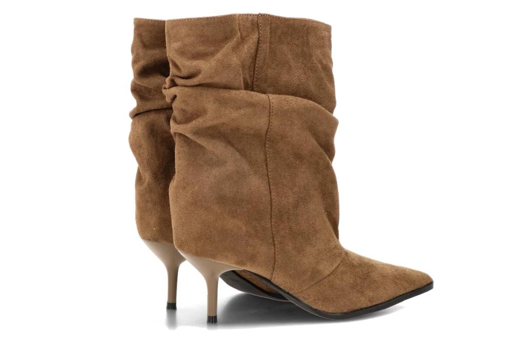 Botines de tacón Etika Estelle 32033 taupe con caña arrugada