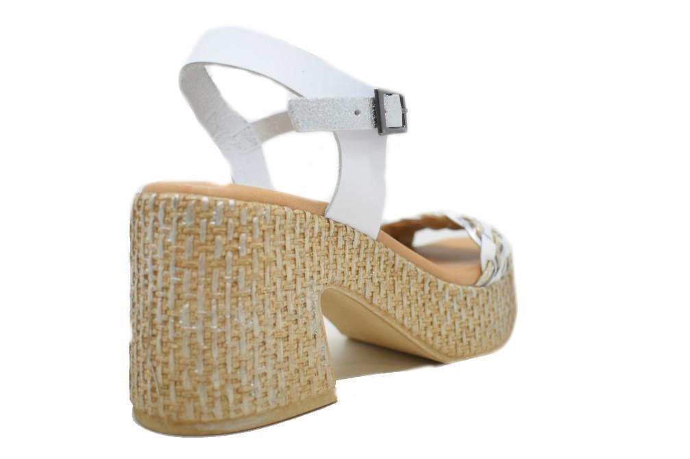Sandalias con tacón Porronet 3175 en blanco para mujer