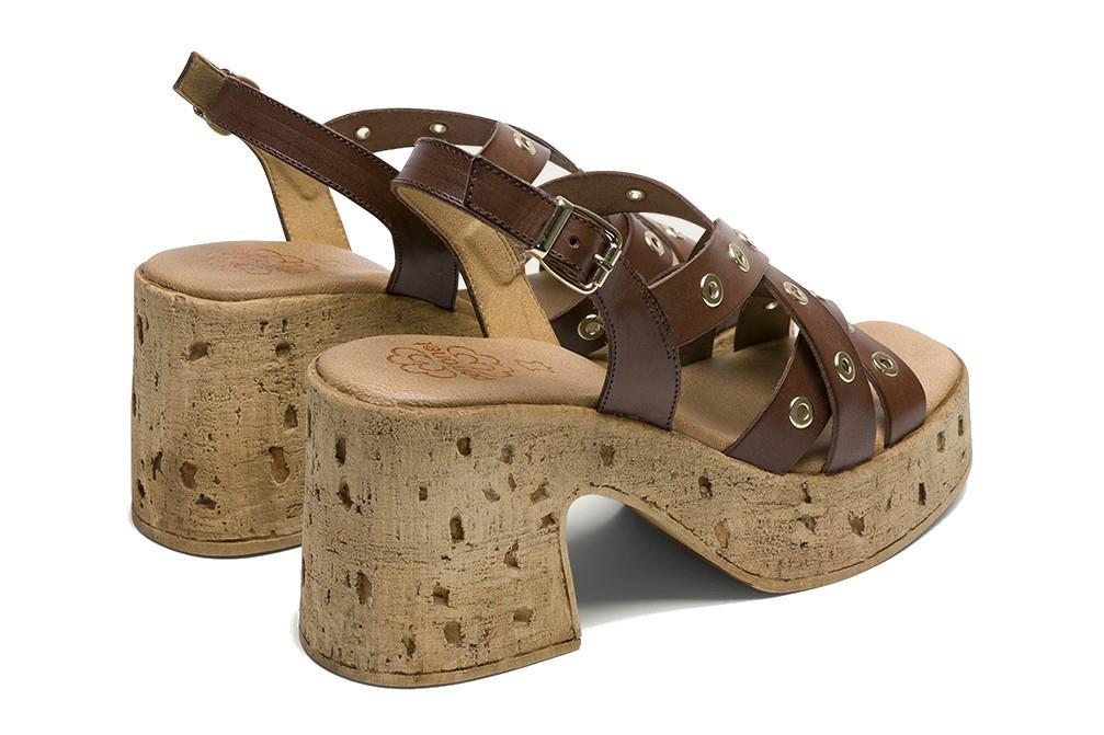 Sandalias con tacón Porronet Zoe 3179 en moka para mujer