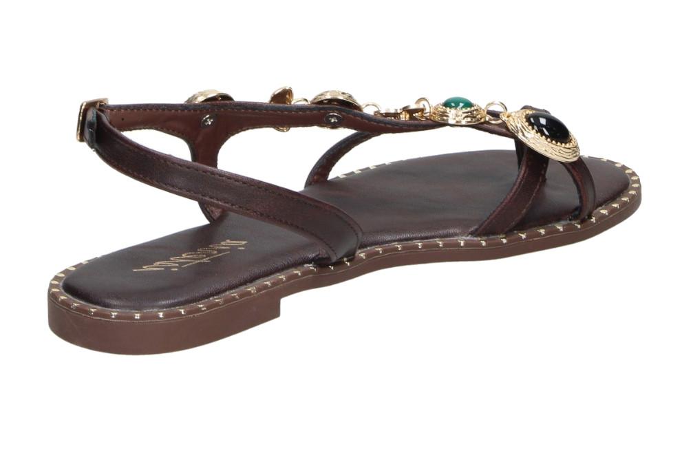 Sandalias Planas Mujer Isteria 1124 Marrón Chocolate | Sandalias Veganas con Hebilla