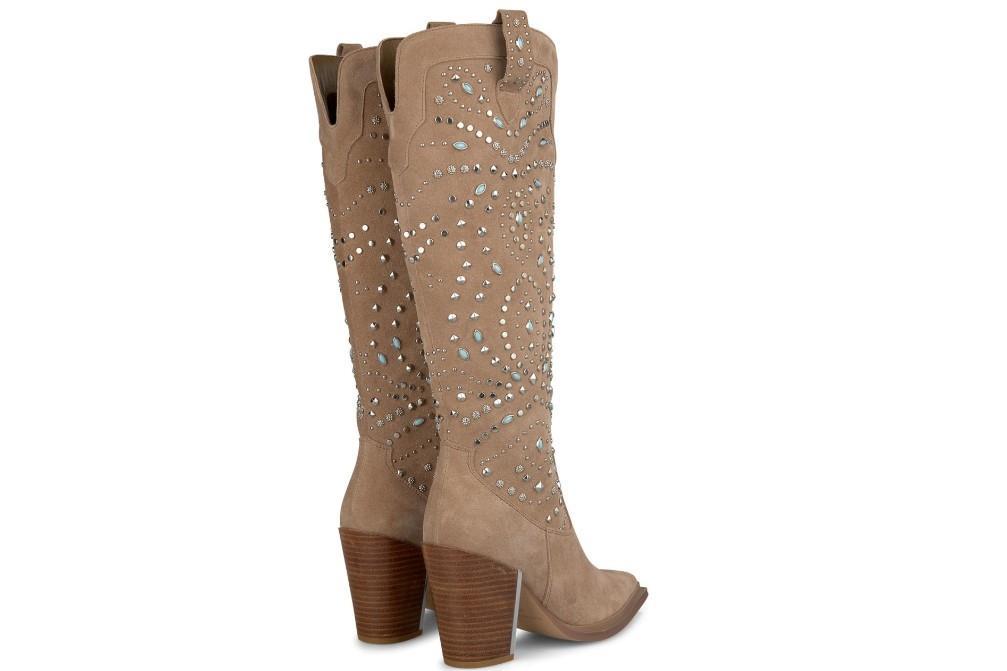 Botas altas cowboy con tachas Alma en pena I240559 en taupe