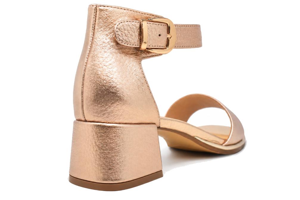 Sandalias de Tacón Medio Regarde Le Ciel Nory-01 Oro Rosa para Mujer