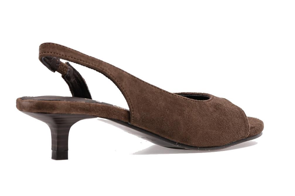 Sandalia de tacón TOP 3 SF1628 en moka de piel para mujer | Tacón medio elegante y cómodo
