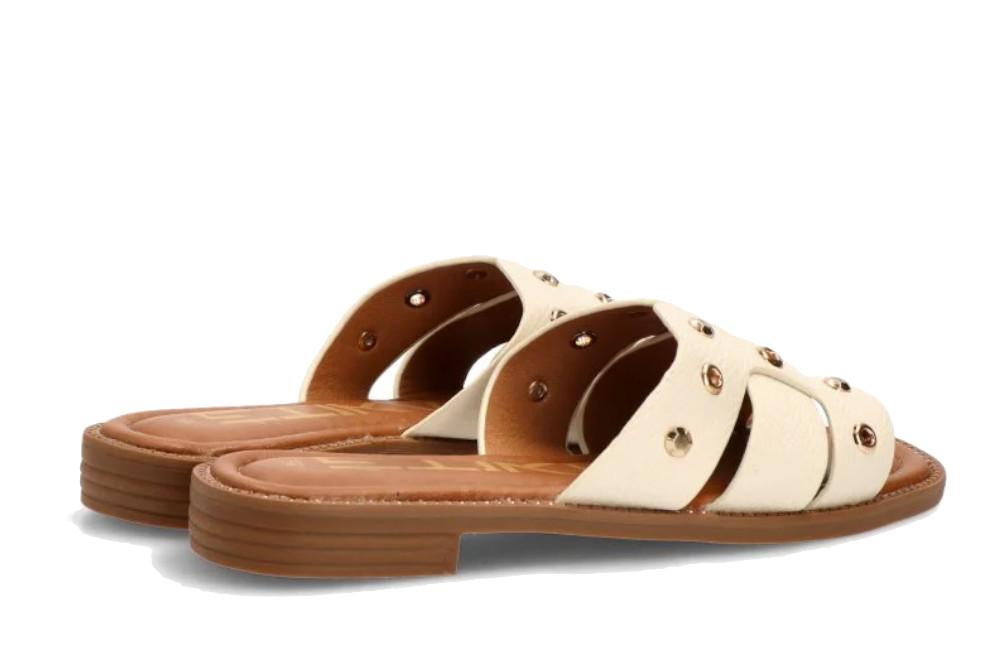 Sandalias planas de Pala ETIKA Anacapri 10162 blanco para Mujer con Tachuelas