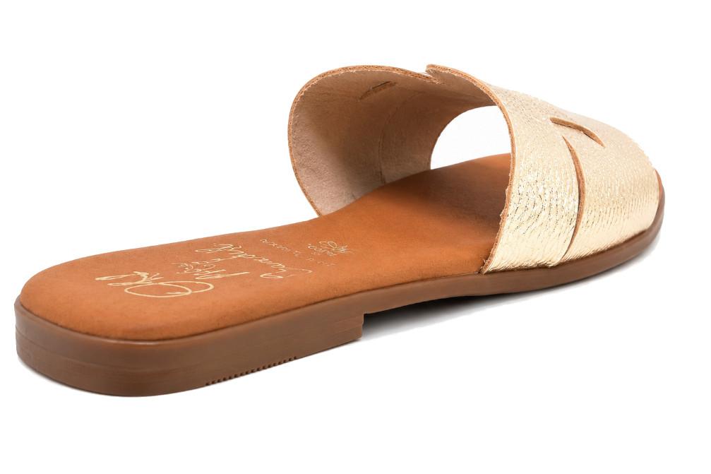 Sandalias planas Oh! My Sandals Alexia 5800 Champán para mujer – de pala Metalizada y Máxima Comodidad