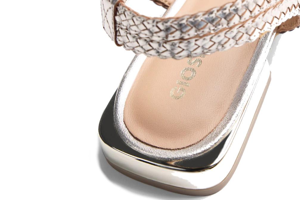 Bailarinas destalonadas de piel trenzada Gioseppo 79220 Maipo platino – elegantes y cómodas