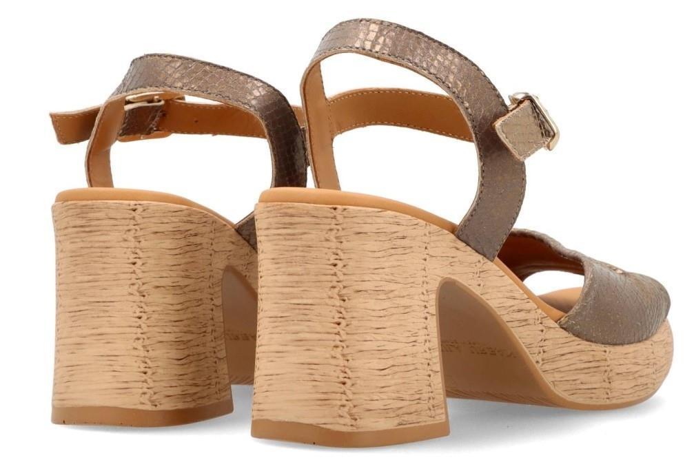 Sandalias con tacón Paula Urban 32-743 en bronce para mujer