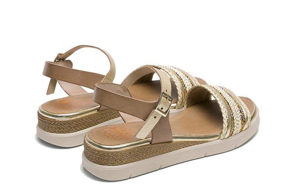Sandalias planas Porronet Clara 3148 en oro para mujer