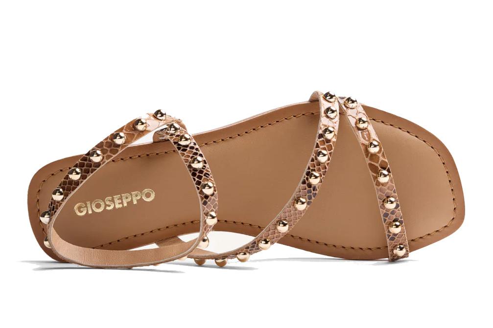 Sandalias planas Gioseppo Subukia 79123 Cuero de Piel con Estampado Animal y Tachas para Mujer
