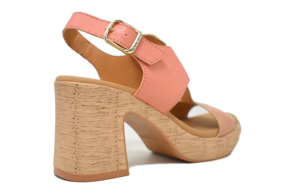 Sandalias de tacón Paula Urban 32-747 Picasso en papaya para mujer
