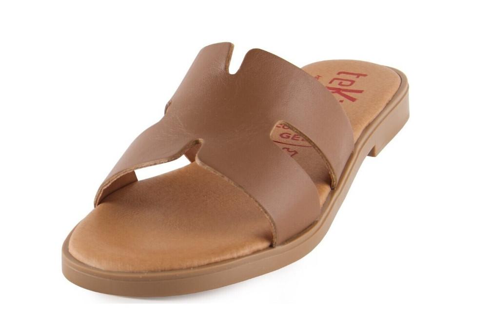 Sandalias de Pala Tekila 141 Metalizada color cuero Mujer | Piel, Plantilla Gel y Máximo Confort