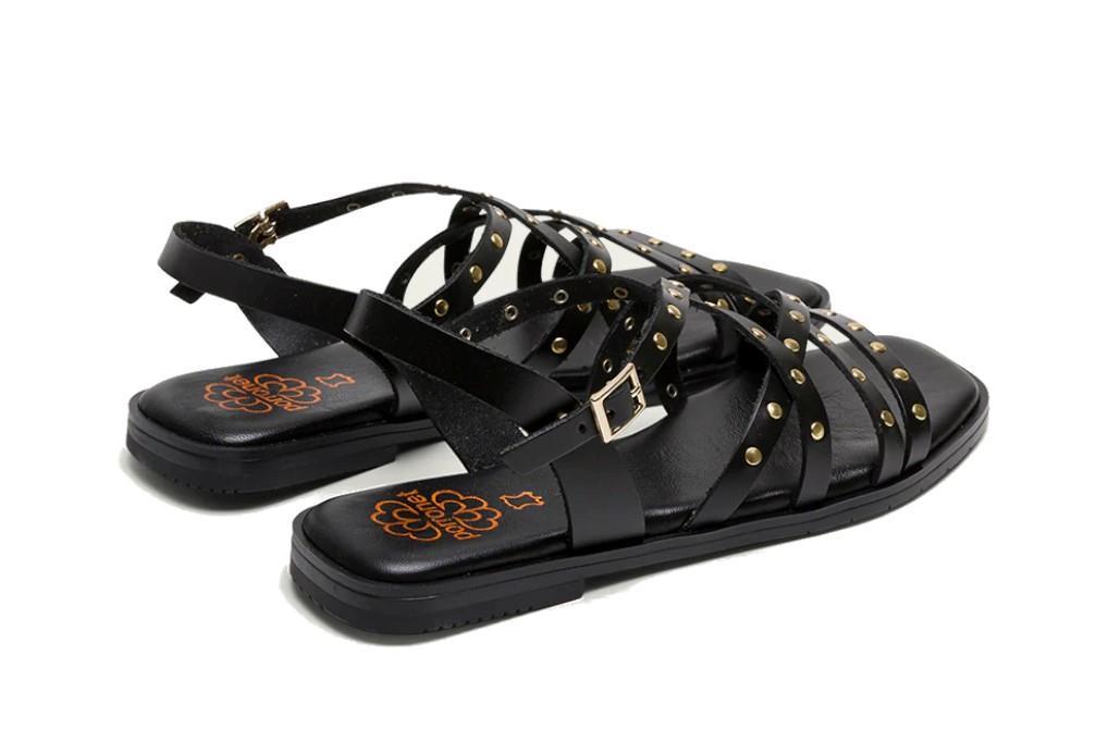 Sandalias planas Porronet Victoria en negro para mujer