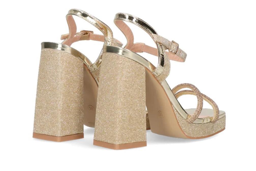 Sandalia con tacón Etika WINEGLASS 91621 en dorado para mujer