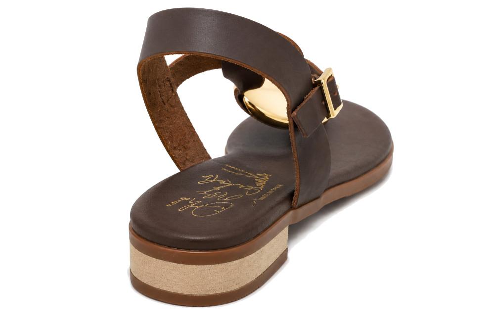 Sandalias esclavas de Piel Oh! My Sandals 5864 marrón para mujer – Sandalias de dedo y Correa Ajustable